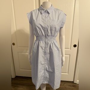 Monteau Light Blue & White Striped Midi Shirt Dress